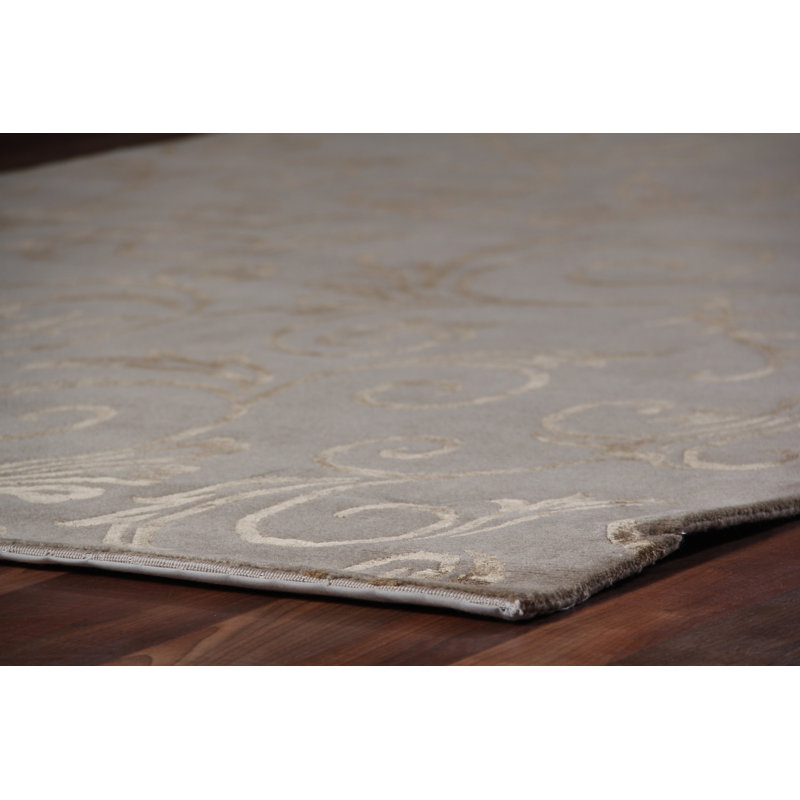 Metro-Velvet Floral Area Rug in Brown/Beige, Rectangle 9' x 12'