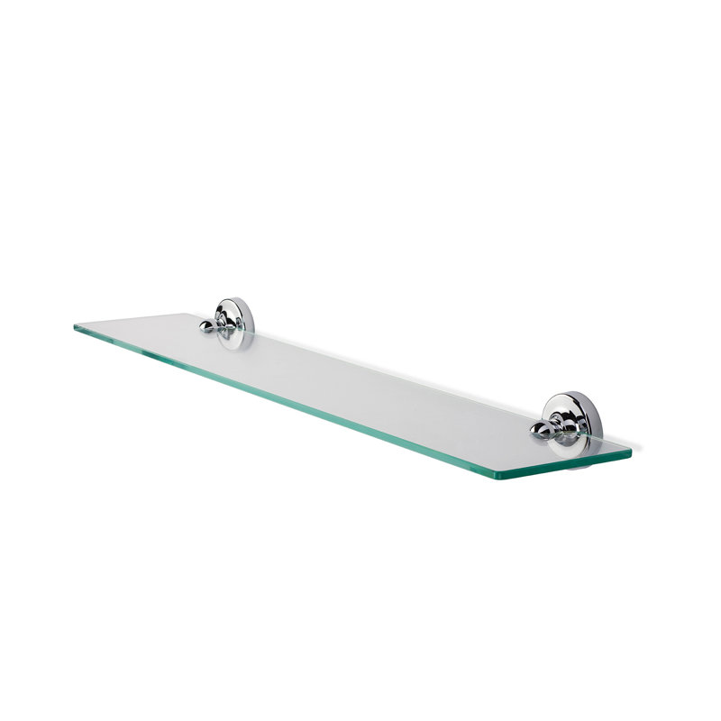 Worcester Wall Mounted Glass Shelf with Traditional Chrome Brackets 60cm