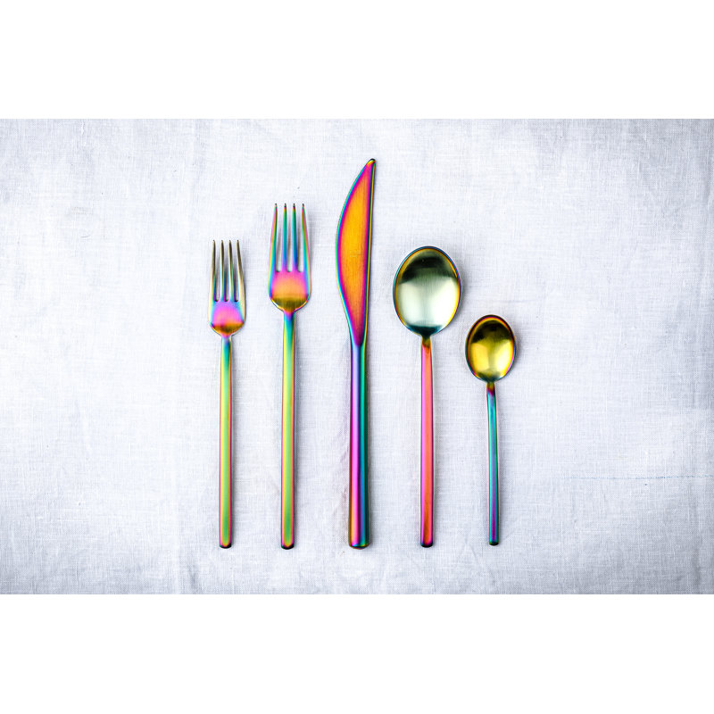 Mercer41 Stainless Steel Flatware Set, Ice Rainbow
