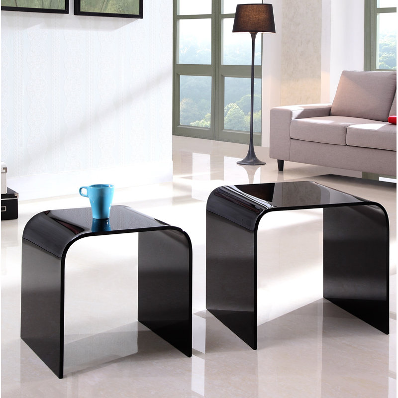 Lavern Glass Top Sled Nesting Tables