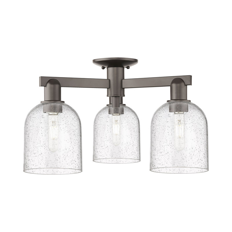 Arcadia - Bella - 3 Light 23" Semi-Flush Mount - Oil Rubbed Bronze Finish - Seedy Shade, Oil Rubbed Bronze, Seedy