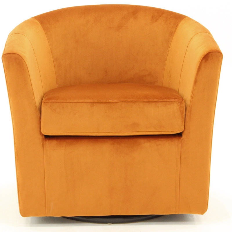 Fauteuil demi-tonneau pivotant 31 po Hansell, Velours performance récolte Chantal