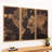 World Map 3 Piece Graphic Art Set