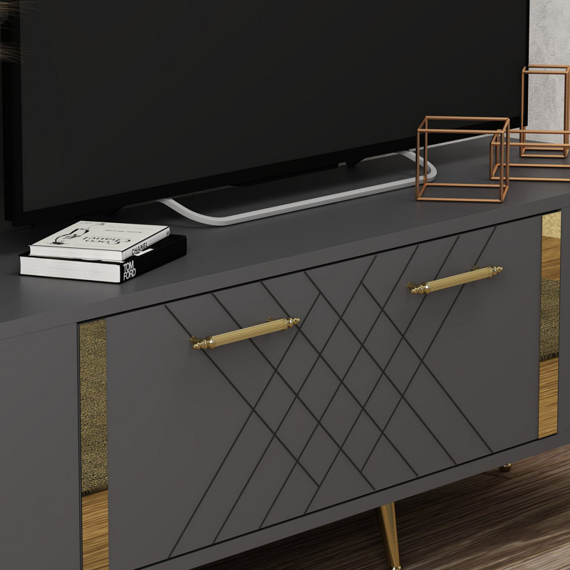 Olivia TV Stand for TVs up to 70", Grey/Gold