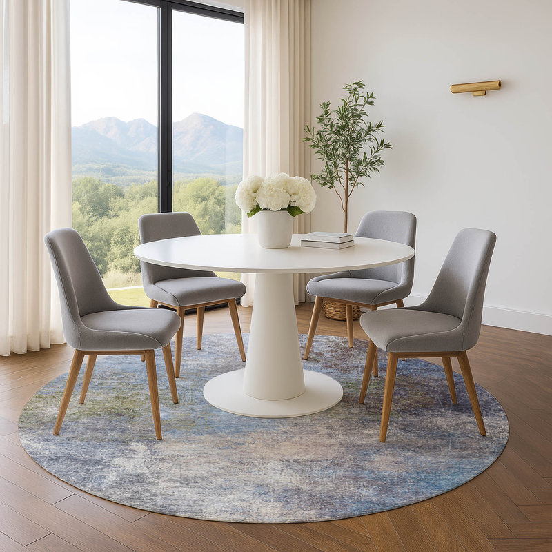 Premium Machine Washable Ariel Abstract Rug, Round 8'