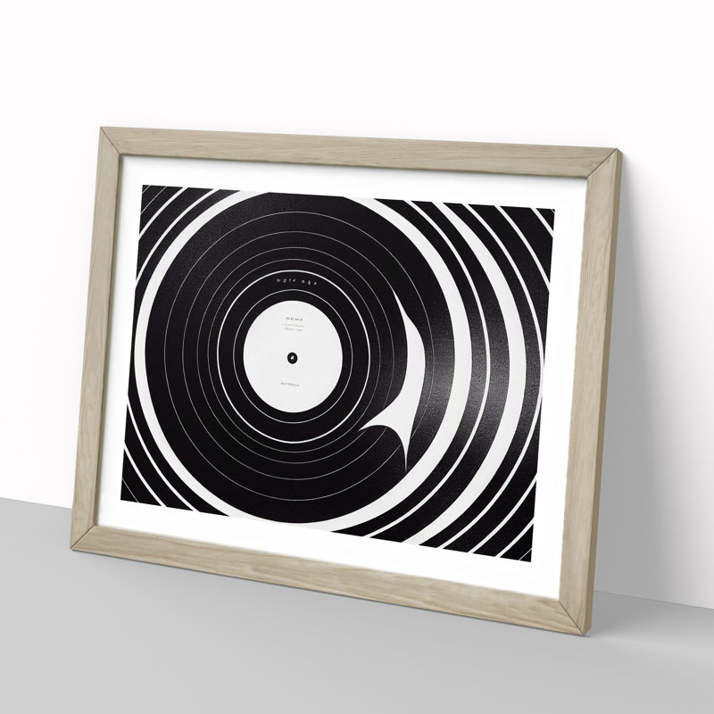Glowing Vinyl Record - Single Picture Frame Print, Black, 46cm H x 64cm W x 2cm D