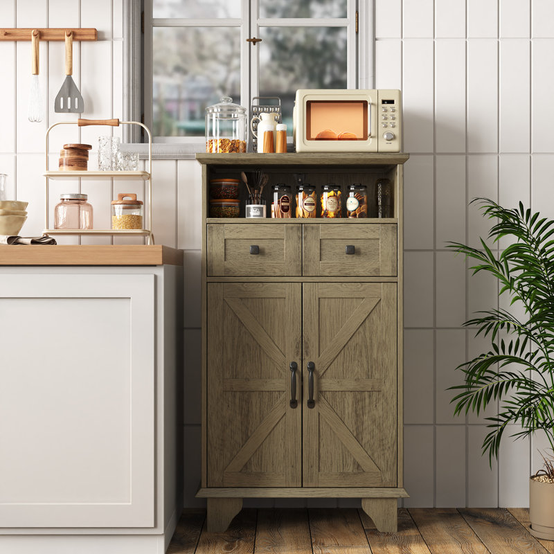 Garde-manger 41,3 po avec 2 tiroirs, garde-manger avec 2 portes et tablettes réglables, Brun