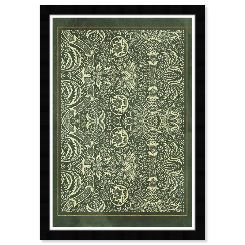 «Abstract Folk», affiche traditionnelle sur papier vert, Noir