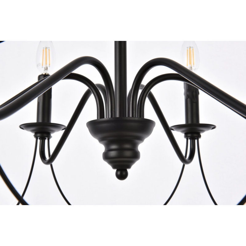 Luminaire suspendu géométrique unique à 6 lumières Kirksey, Noir