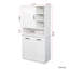 Armoire de buanderie avec portes et tablette, panier à linge inclinable, plusieurs espaces de rangement, style autoportant, tablette ouverte, tablette réglable, blanc-1002627656