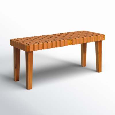 Markus Brown Wood Woven Bench
