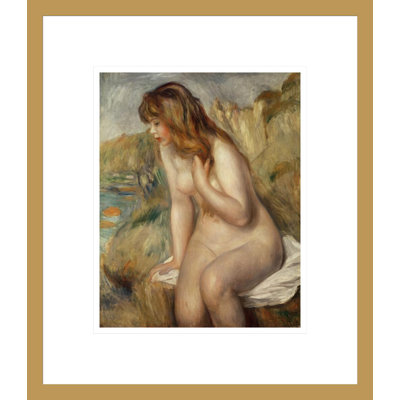 Baigneuse assise sur un rocher par Pierre-Auguste Renoir