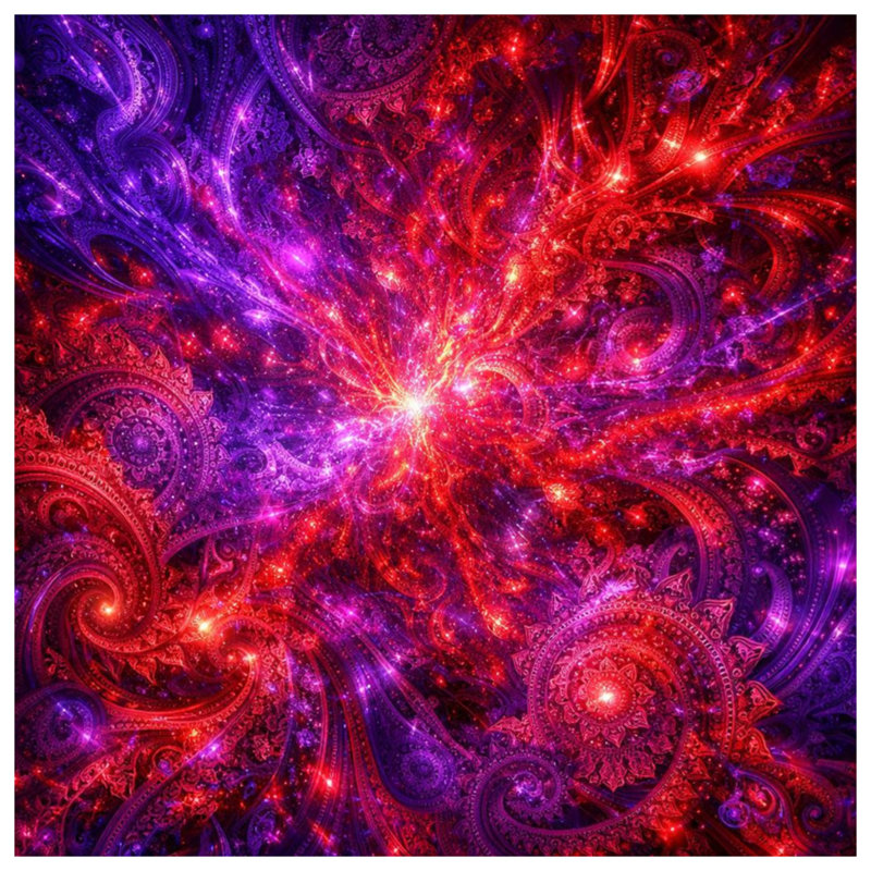 Édredon rouge avec art fractal, Lit simple