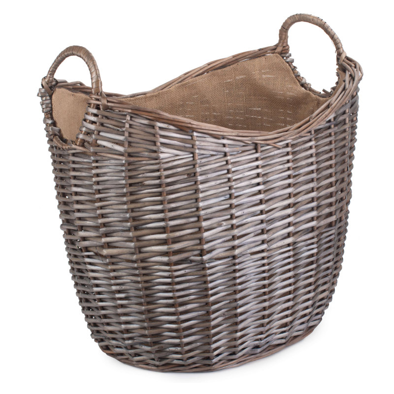 Large Scoop Neck Wicker Storage Basket