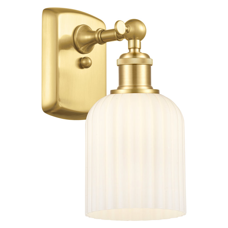 Northgate Steel Armed Sconce, Satin Gold, Gloss White