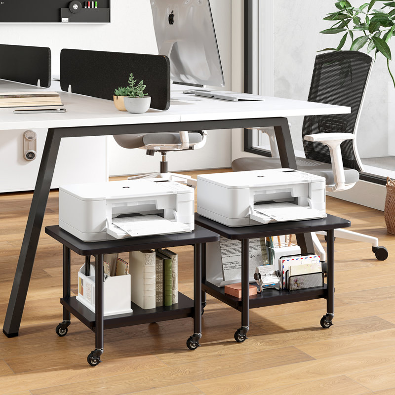 Support d'imprimante avec roulettes H 15 po x l 19,5 po, Noir