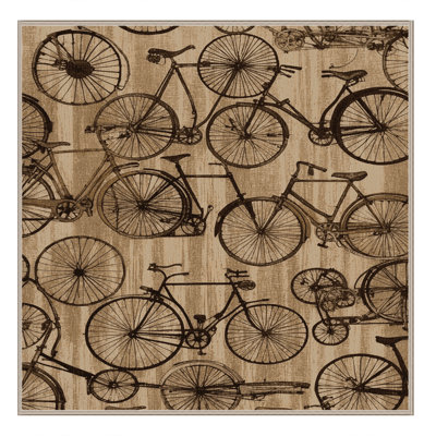 Machine Washable Transportation Beige Area Rug