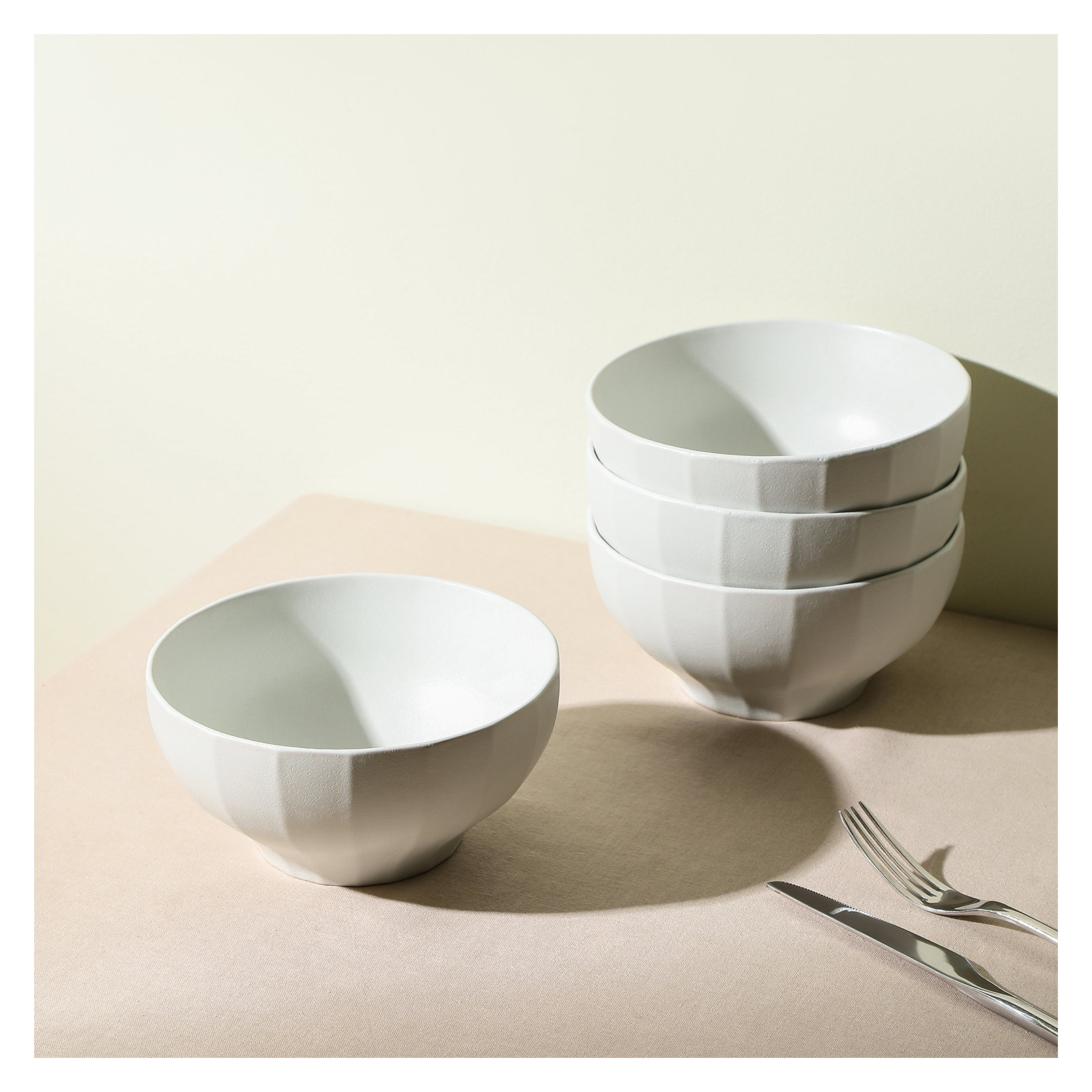 Stone Lain Rio 4-Piece Bowl Set Stoneware, Beige