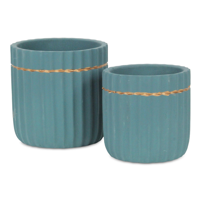 Pot à fleur en céramique fait à la main Gyanni, Gris, 4 po x 4,75 po x 4,75 po