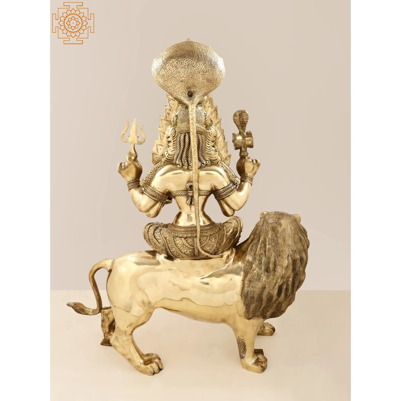38" Brass Goddess Mariamman South Indian Durga Statue – Handmade Traditional Hindu Divine Warrior Art for Home Temple & Spiritual Decor
