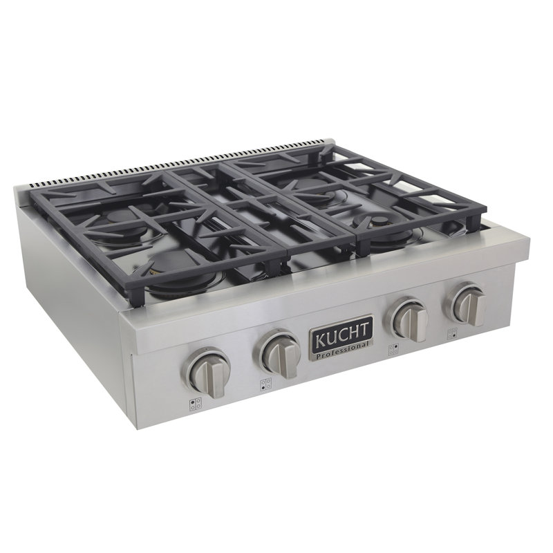30" 4 Burner Cooktop, Liquid Propane, Classic Silver