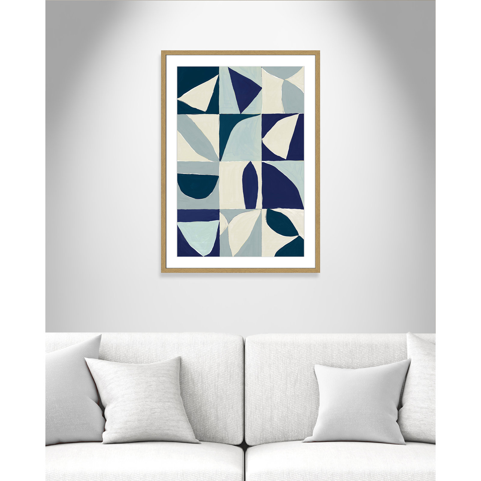 Hestia "Yellow Mayan I Blue Version" Print, 35.5" H x 25.5" W x 0.75" D, Natural