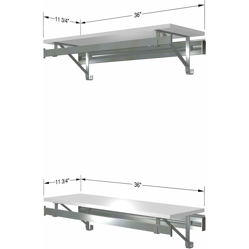 Système d'organisation avec barres à vêtements et deux tablettes, Blanc, H 8,5 po x l 36 po x P 11,75 po