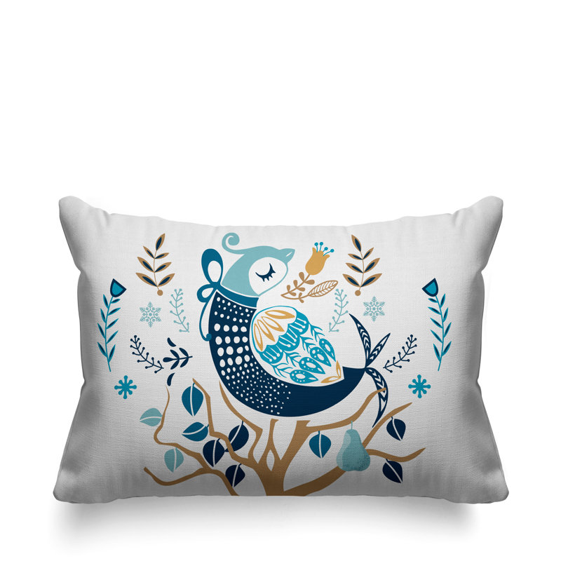 Coussin intérieur / extérieur scandinave Patridge On A Pear Tree, Bleu