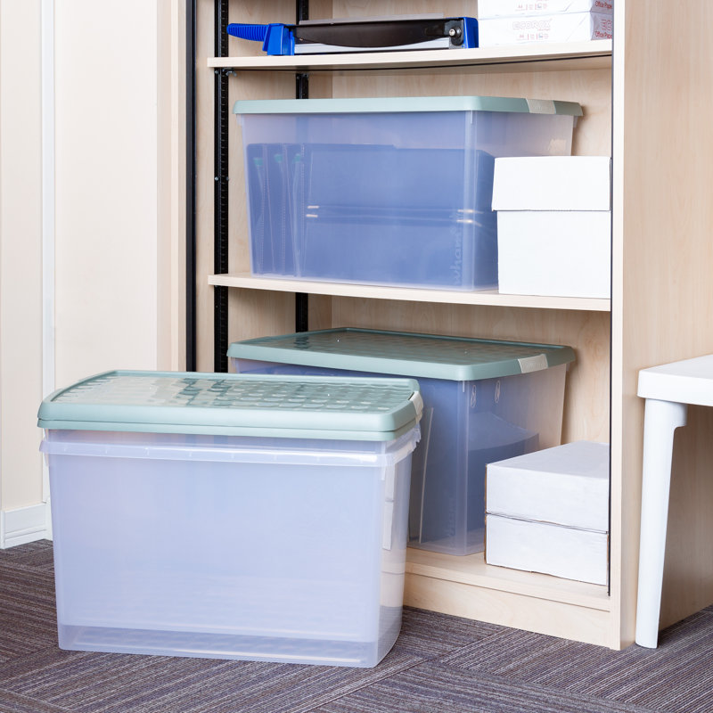 Wham Clip 62L Rectangular Plastic Storage Boxes with Secure Clip Lock Lids. L:59.5 x W:39.5 x H:33.5cm