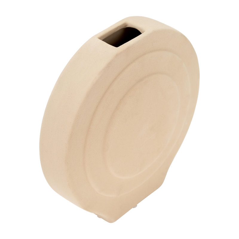 7" Dolomite Round Vase, Solid Color, Modern Touch to Any Room, Ivory/Beige