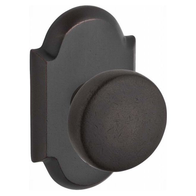 Rustic Passage Door Knob with Rustic Arch Rose, Dark Bronze