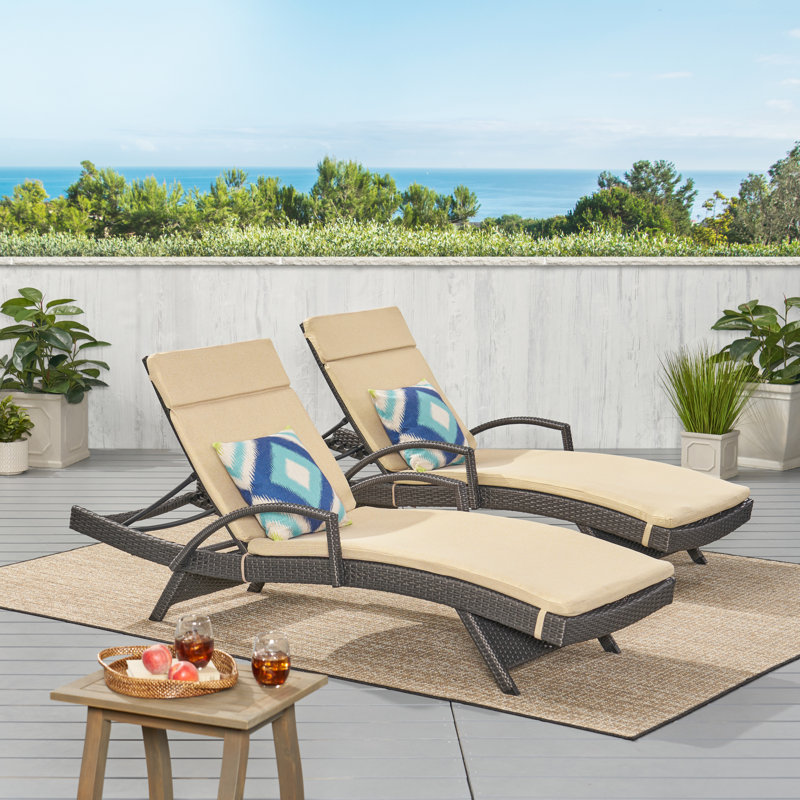 Blaise Outdoor Chaise Lounge Set , Cushion Included, Textured Beige
