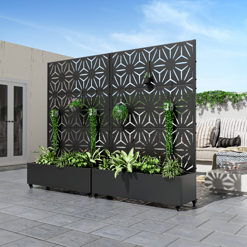 Metal Planter Box with Trellis & Wheels | Arlmont & Co.