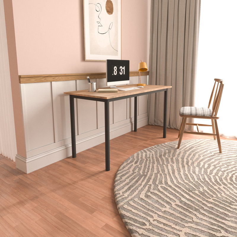 Bureau d'étude moderne avec pieds en métal, panneau de particules 100% mélamine, épaisseur: 0,7 pouce | Robuste et élégant pour le bureau à domicile, design élégant, idéal pour la productivité