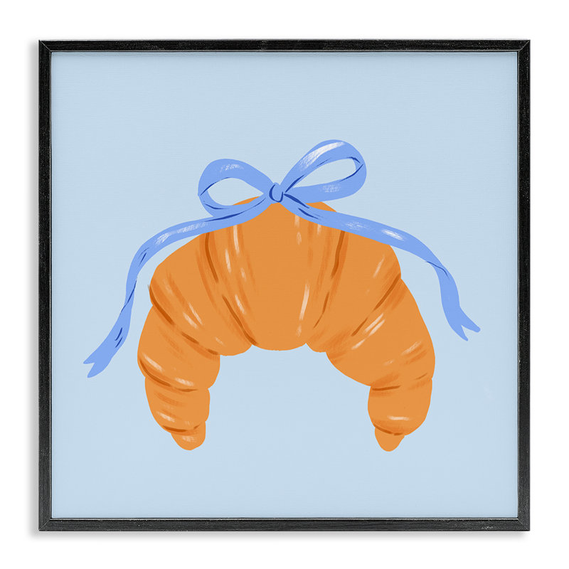 «Blue Bow Croissant», dessin de Krissy Mast, Giclée encadrée noir minuit, H 12 po x l 12 po