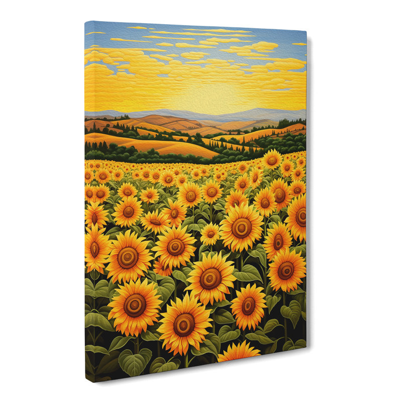 Sunflower Colour Field - Wrapped Canvas, 60cm H x 40cm W x 3cm D