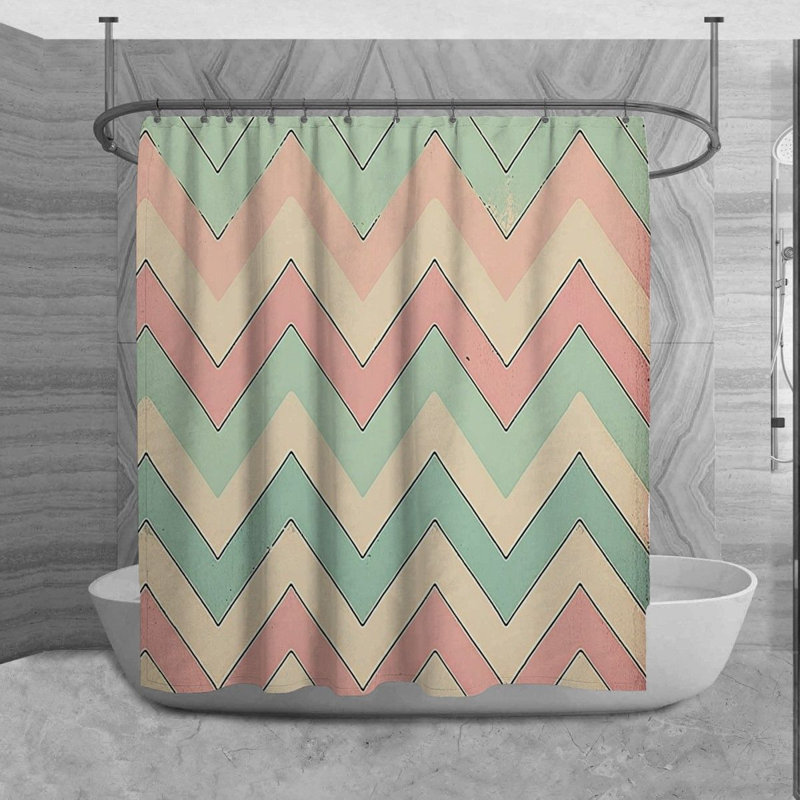 Rideau de douche Briant, H 73 po x l 70 po, Rose / turquoise