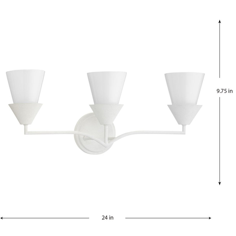 Pinellas White Plaster 3-Light Modern Vanity Fixture