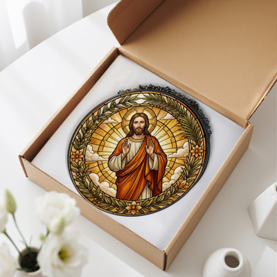 Panneau de vitrail Jésus Christ H 12 po