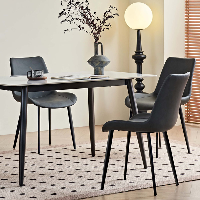 PU Leather & Iron Leg Dining Table Set (2-Piece)
