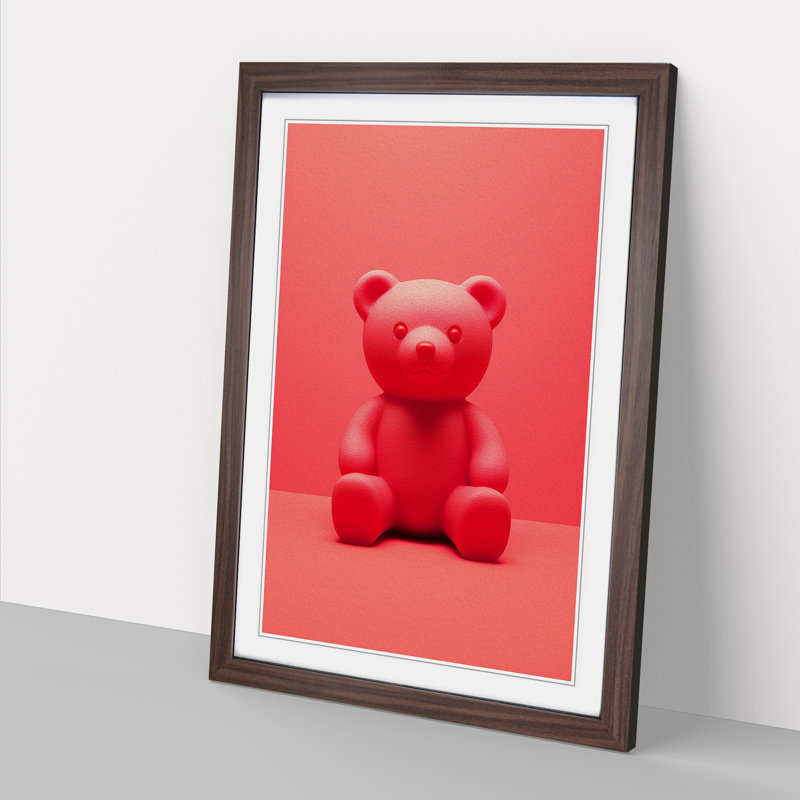 Teddy Bear Minimalism - Framed Print, Walnut , 34cm H x 25cm W x 2cm D