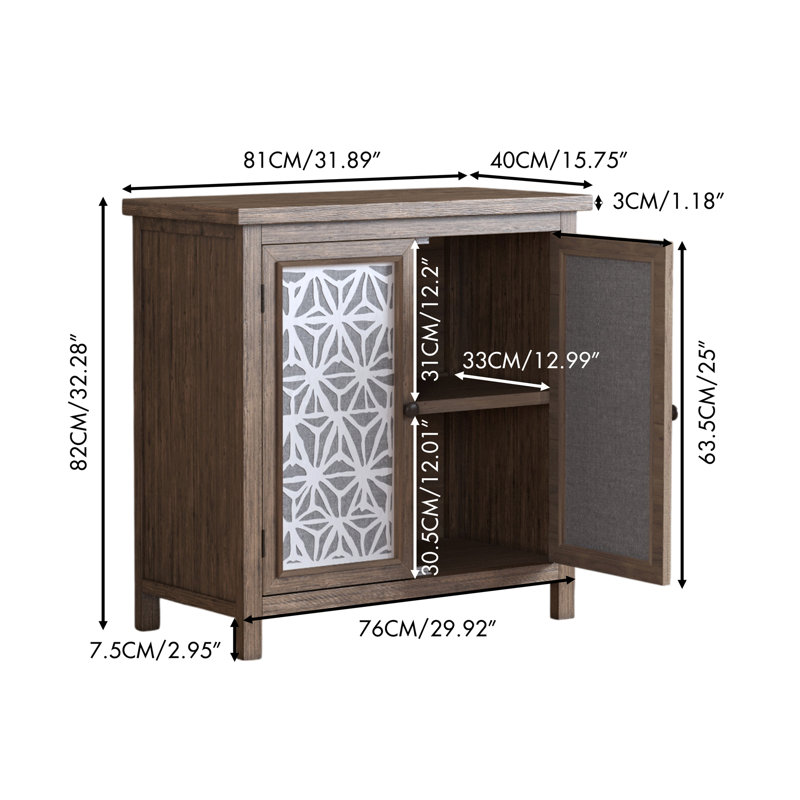 Armoire de rangement rustique en bois massif brun rustique naturel de 31,89 po d'épaisseur pour le salon, le vestibule ou la salle familiale