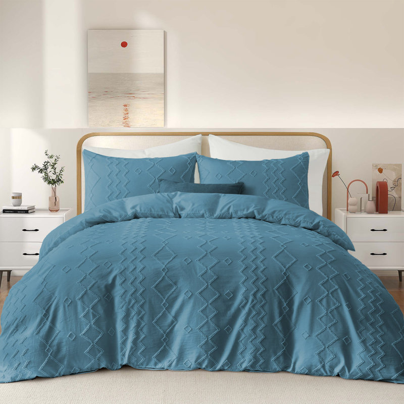 Ensemble de housse de couette réversible en microfibre blanche, Housse de couette très grand + 2 très grandes ta, Marine