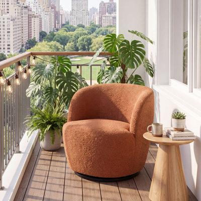 Hadriel Boucle Swivel Barrel Chair