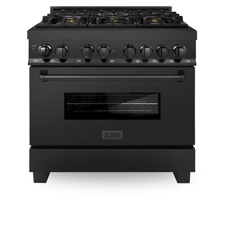 ZLINE 36" Legacy Dual Fuel Range, Black Brass Burners Stainless Steel