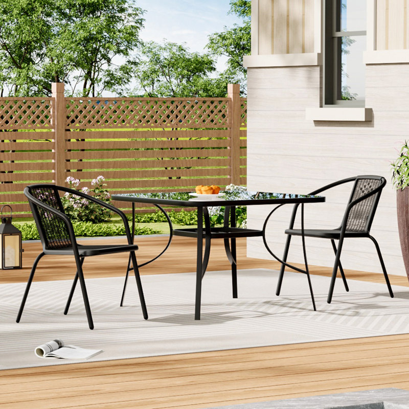 Adeleigh 2 - Person Patio Dining Set with Square Table, Black