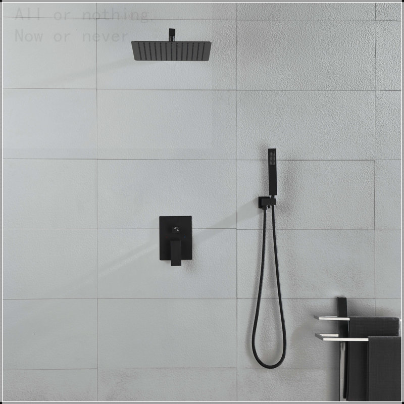 12-Inch Wall Mounted Rain Shower System, Matte Black, Matte Black