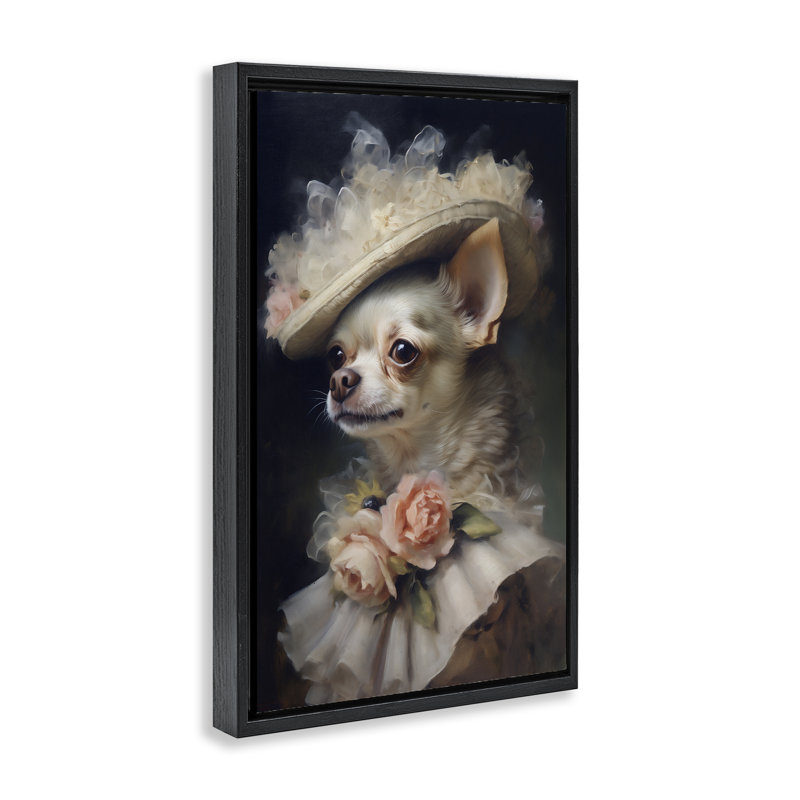 Cadre flottant Chihuahua Classic Fashion, design par Wumples, H 31 po x l 21 po, Cadre flottant noir de jais