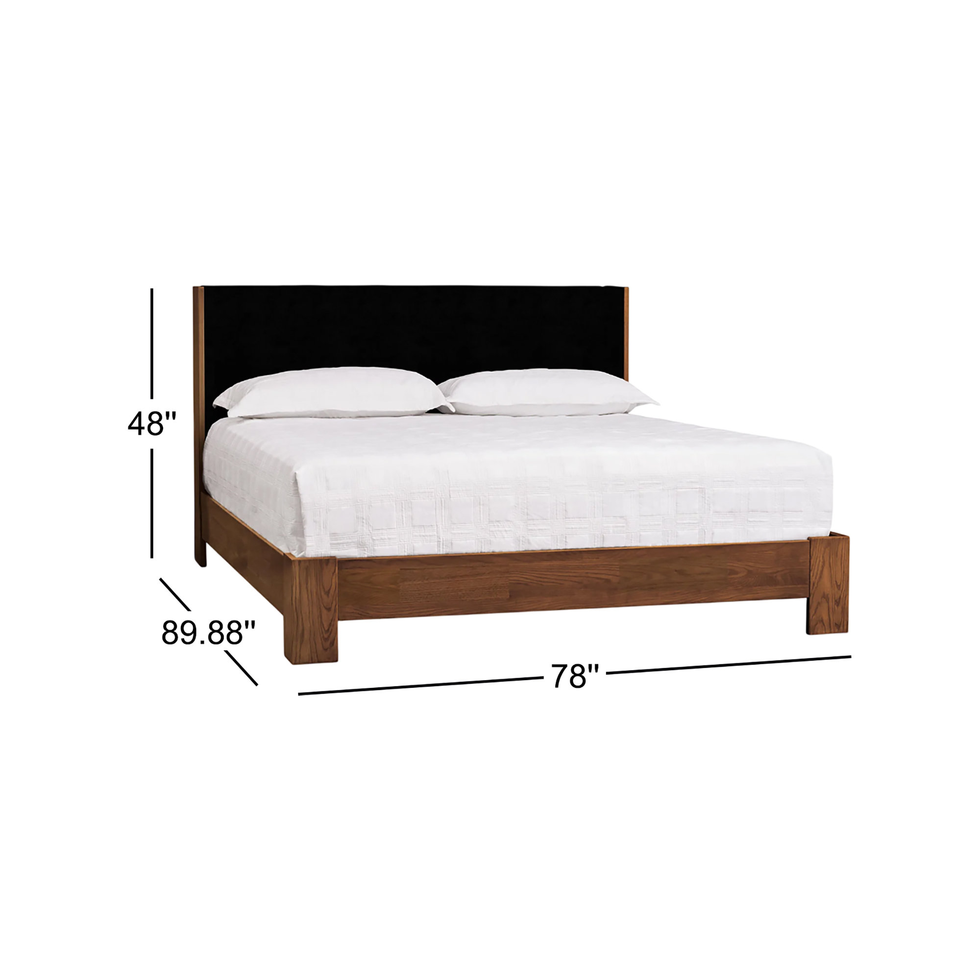 Ladonna Upholstered Platform Bed, King, Natural Walnut, Steel