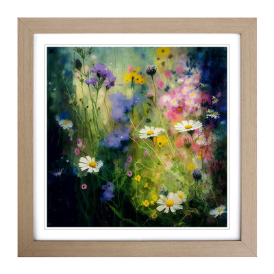 Wildflowers Impressionism No.1 - Single Picture Frame Print on Wood
